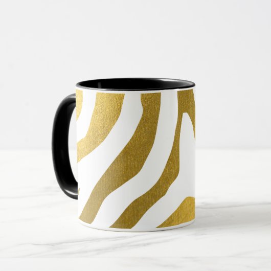Faux Gold Zebra Print Stripes Pattern Mok (Voorkant links)