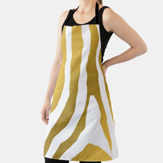 Faux Gold Zebra Print Stripes Pattern Schort (Insitu)