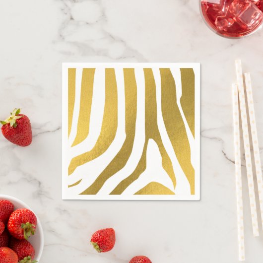 Faux Gold Zebra Print Stripes Pattern Servet (Insitu)