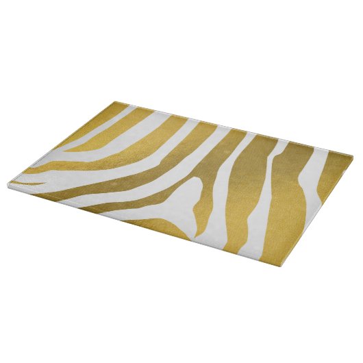 Faux Gold Zebra Print Stripes Pattern Snijplank (Hoek)