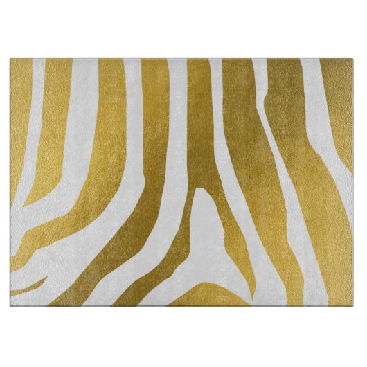 Faux Gold Zebra Print Stripes Pattern Snijplank (Voorkant)