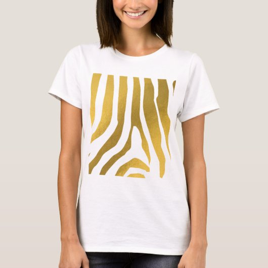 Faux Gold Zebra Print Stripes Pattern T-shirt (Voorkant)