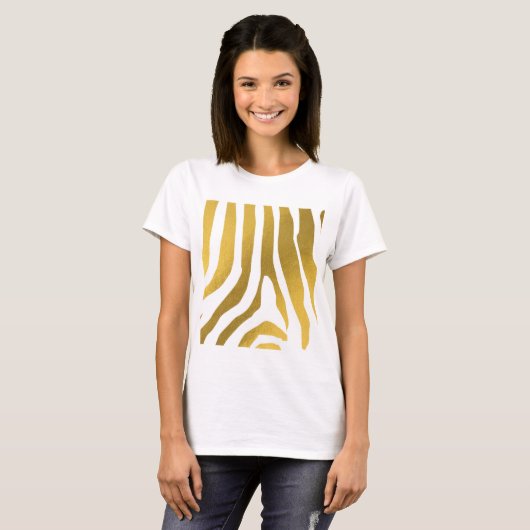 Faux Gold Zebra Print Stripes Pattern T-shirt (Voorkant volledig)