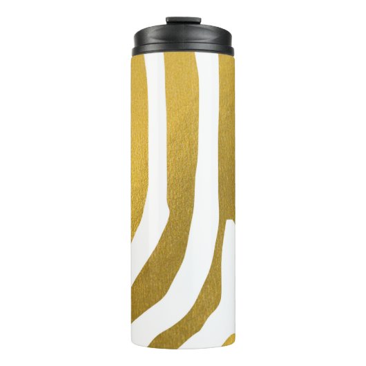 Faux Gold Zebra Print Stripes Pattern Thermosbeker (Voorkant)