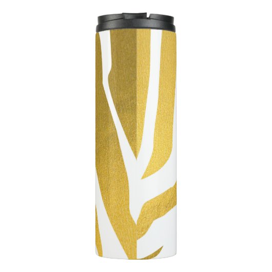 Faux Gold Zebra Print Stripes Pattern Thermosbeker (Achterkant)