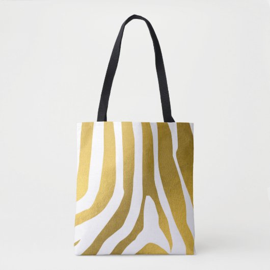 Faux Gold Zebra Print Stripes Pattern Tote Bag (Voorkant)