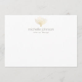 Faux Gold Zee Fan Coral Flat Notecard Notitiekaartje