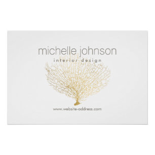 Faux Gold Zee Fan Coral Interieurontwerper Wit Perfect Poster