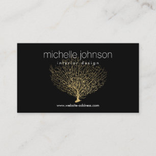 Faux Gold Zee Fan Coral Interior Designer Black Visitekaartje