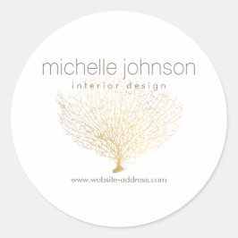 Faux Gold Zee Fan Coral Ronde Sticker