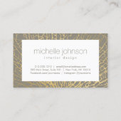Faux Gold Zee Fan Koraal Interieur Designer Grijs Visitekaartje (Achterkant)
