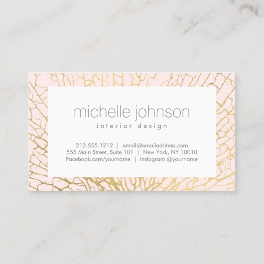 Faux Gold Zee Fan Koraal Interieur Designer Roze Visitekaartje (Achterkant)