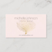 Faux Gold Zee Fan Koraal Interieur Designer Roze Visitekaartje (Voorkant)