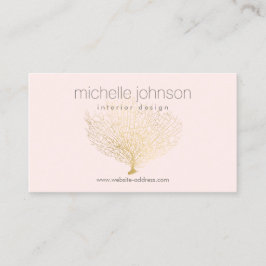 Faux Gold Zee Fan Koraal Interieur Designer Roze Visitekaartje