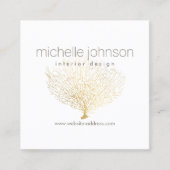 Faux Gold Zee Fan Koraal Interieur Designer Vierkante Visitekaartje (Voorkant)