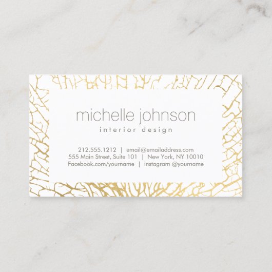 Faux Gold Zee Fan Koraal Interieur Designer Visitekaartje (Achterkant)