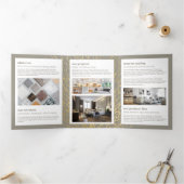 Faux Gold Zee Fan Pattern Interieur Design Brochur Drieluik Kaart (Binnen)