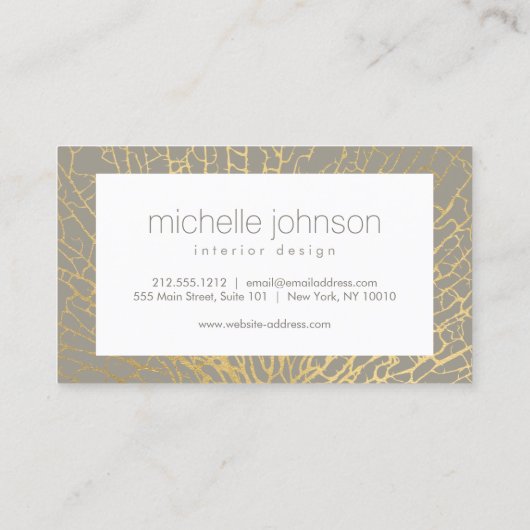 Faux Gold Zee Fan Pattern Interieur Designer Grijs Visitekaartje (Achterkant)