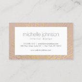 Faux Gold Zee Fan Pattern op Roze/Mauve Visitekaartje (Achterkant)