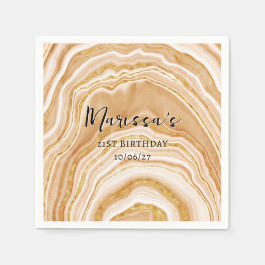 Faux Golden Agate 21st Birthday Servet (Voorkant)