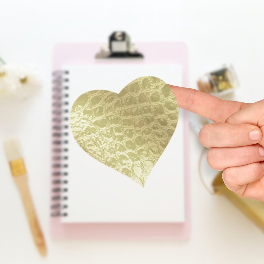 Faux Golden Alligator Skin Hart Sticker