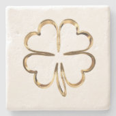 Faux Golden Clover Good Luck Stenen Onderzetter (Voorkant)