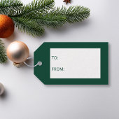 Faux Golden Folie kerstboomvorm op groen Cadeaulabel