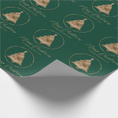 Faux Golden Folie kerstboomvorm op groen Cadeaupapier (Hoek)