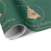 Faux Golden Folie kerstboomvorm op groen Cadeaupapier (Rol Hoek)