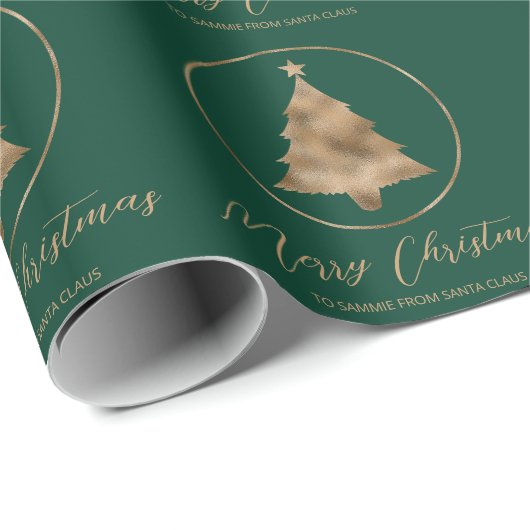 Faux Golden Folie kerstboomvorm op groen Cadeaupapier (Rol Hoek)