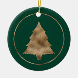 Faux Golden Folie kerstboomvorm op groen Keramisch Ornament