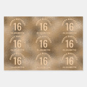 Faux Golden Folie Kijk als Happy Birthday & Age Inpakpapier Vel (Voorkant 3)