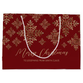 Faux Golden Folie sneeuwvlokken op rood (geen echt Groot Cadeauzakje (Achterkant)