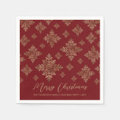 Faux Golden Folie sneeuwvlokken op rood (geen echt Servet (Voorkant)