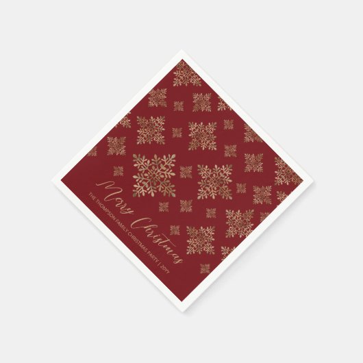 Faux Golden Folie sneeuwvlokken op rood (geen echt Servet (Hoek)