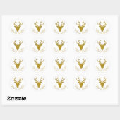 Faux Golden Folie Textured Kerstdeer Head Ronde Sticker (Vel)