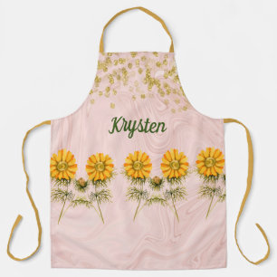 Faux Golden Jewels & Golden Flowers Schort