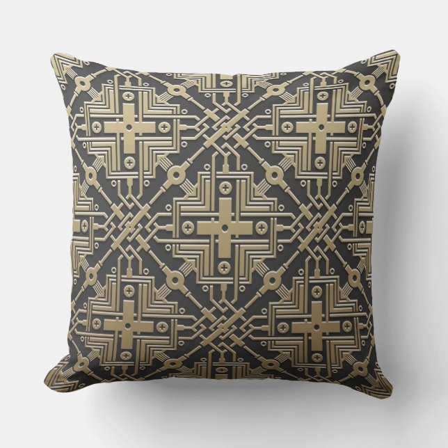 Faux Golden Metallic Pattern gooit kussens (Voorkant)