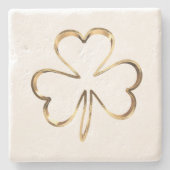 Faux Golden Shamrock Clover Irish Good Luck Stenen Onderzetter (Voorkant)