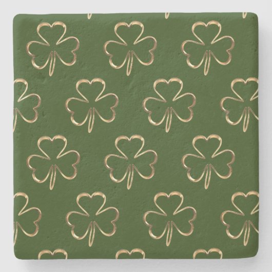 Faux Golden Shamrock Clovers Irish Good Luck Stenen Onderzetter (Voorkant)