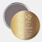 Faux Golden Wedding Hearts en Roos Save the Date Magneet (Voorkant / Achterkant)
