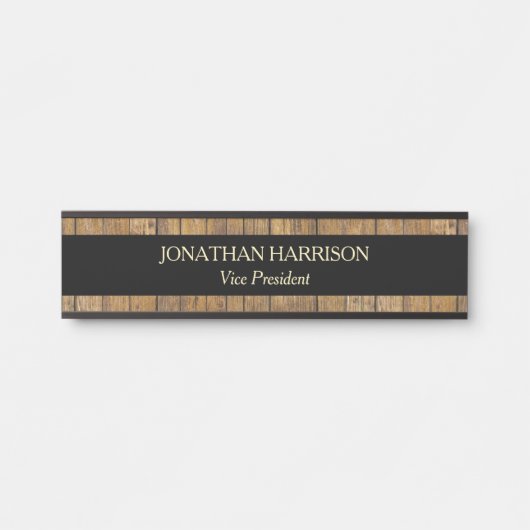 Faux Golden Wood Professional Name Bord Deurbordje (Voorkant)