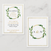 Faux Golden Wreath Huwelijksreceptie Kaart (Voorkant / Achterkant)