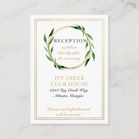 Faux Golden Wreath Huwelijksreceptie Kaart (Voorkant)