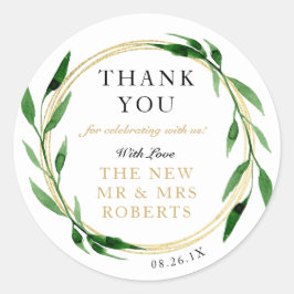 Faux Golden Wreath Sticker, Favor Sticker