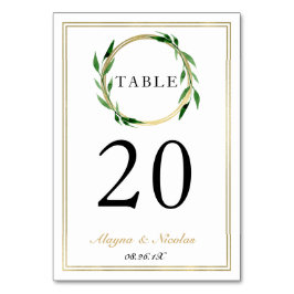 Faux Golden Wreath Trouwtafel Nummer Kaart