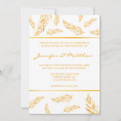 Faux Golden Yellow Color Feathers Elegant Wedding Kaart (Voorkant)