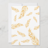 Faux Golden Yellow Color Feathers Elegant Wedding Kaart (Achterkant)