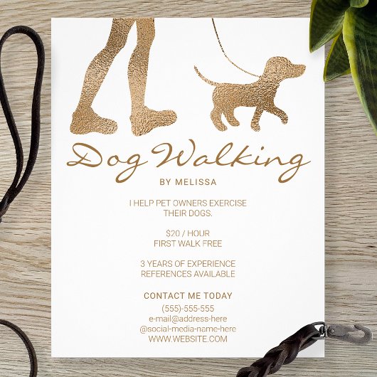Faux Golden Yellow Folie Kijk als Dog Walker Flyer