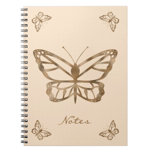 Faux Golden Yellow Folie, kijk Butterflies en teks Notitieboek (Voorkant)